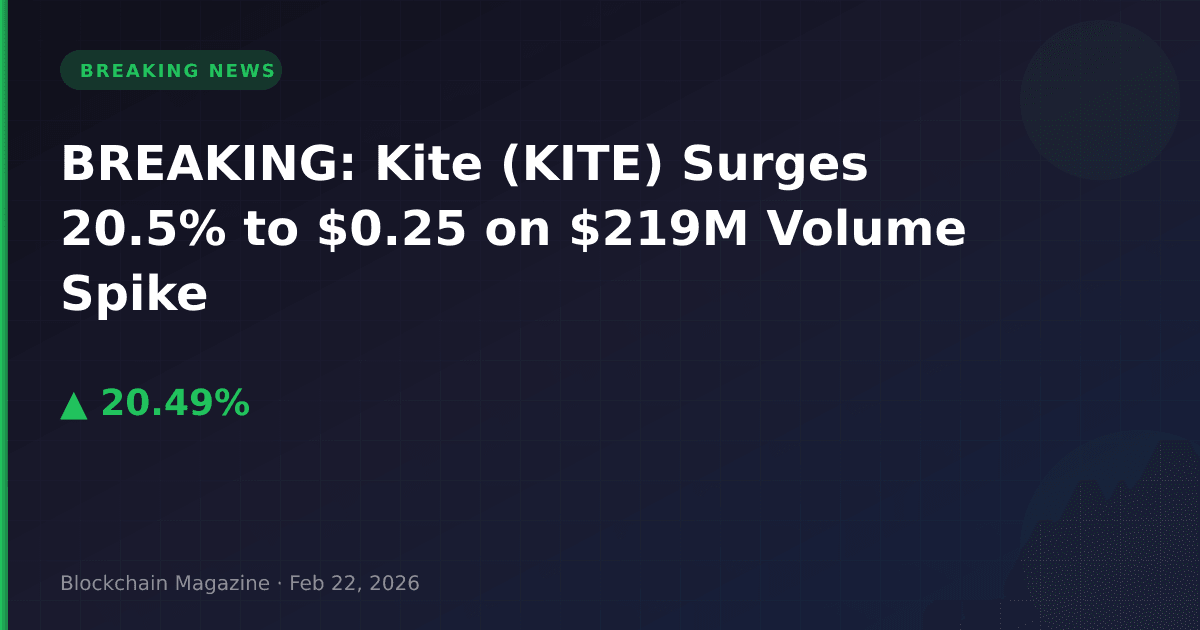 Breaking: kite (kite) surges 20. 5% to $0. 25 on $219m volume spike