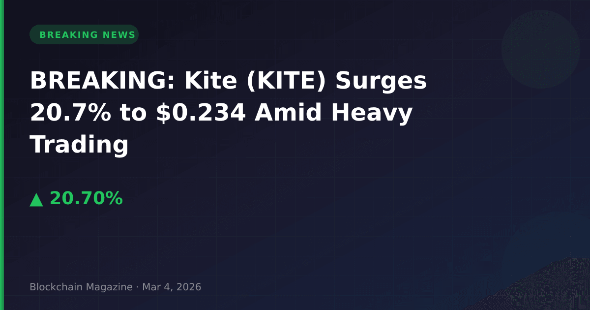 Breaking: kite (kite) surges 20. 7% to $0. 234 amid heavy trading