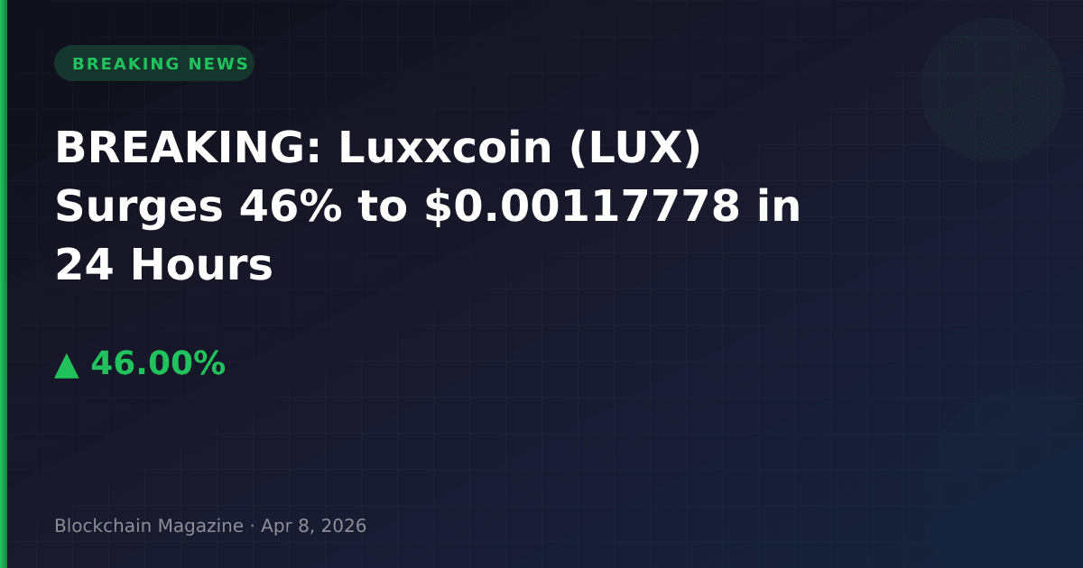 Breaking: Luxxcoin (Lux) Surges 46% To $0.00117778 In 24 Hours 6 Breaking: luxxcoin (lux) surges 46% to $0. 00117778 in 24 hours