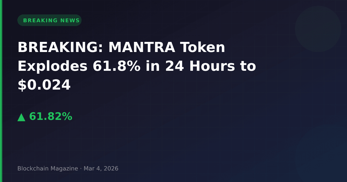 Breaking: mantra token explodes 61. 8% in 24 hours to $0. 024