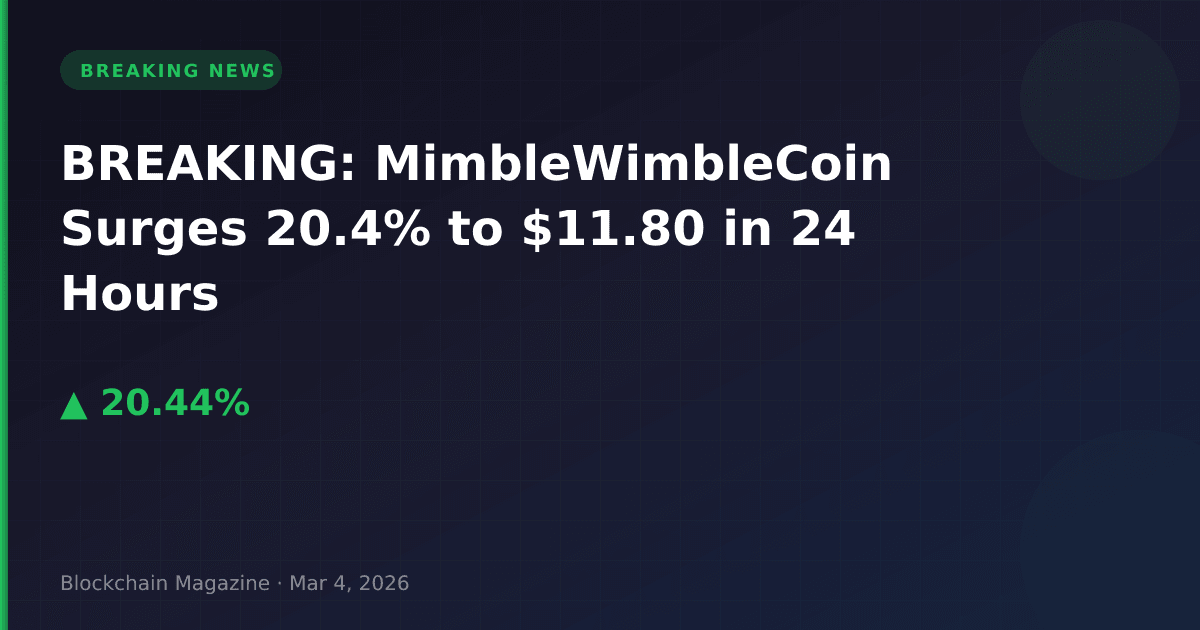 Breaking: mimblewimblecoin surges 20. 4% to $11. 80 in 24 hours
