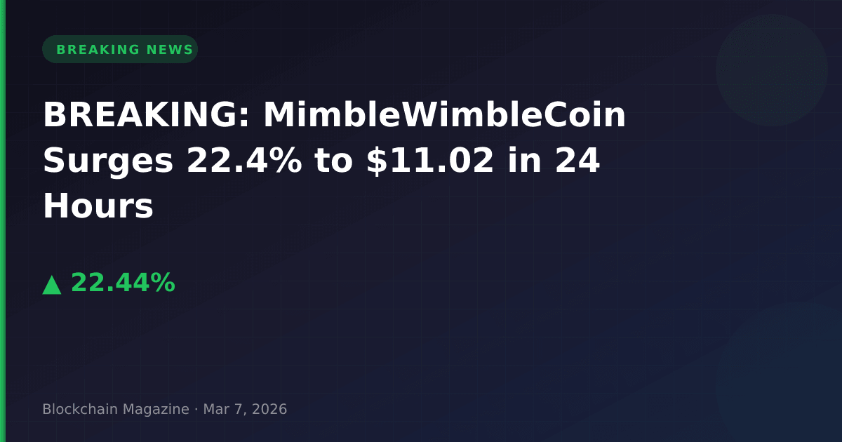 Breaking: mimblewimblecoin surges 22. 4% to $11. 02 in 24 hours