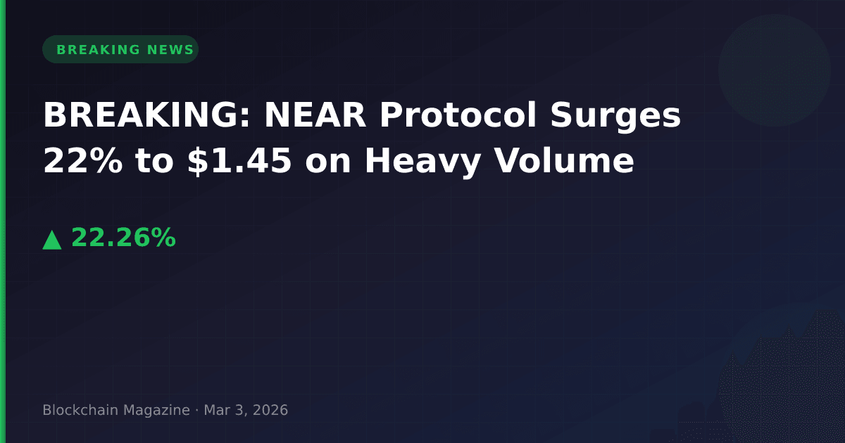 Breaking: near protocol surges 22% to $1. 45 on heavy volume