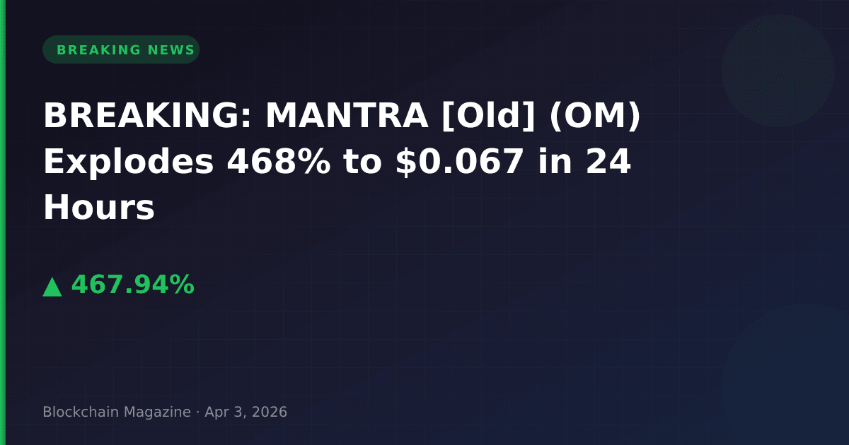 Breaking: mantra [old] (om) explodes 468% to $0. 067 in 24 hours