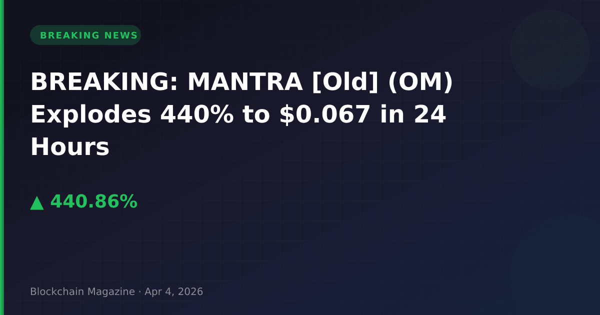 Breaking: mantra [old] (om) explodes 440% to $0. 067 in 24 hours