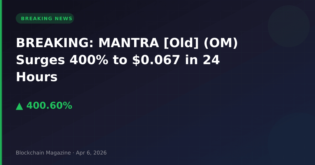 Breaking: mantra [old] (om) surges 400% to $0. 067 in 24 hours