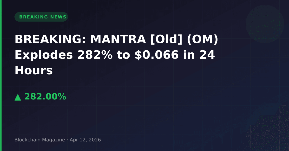 Breaking: mantra [old] (om) explodes 282% to $0. 066 in 24 hours