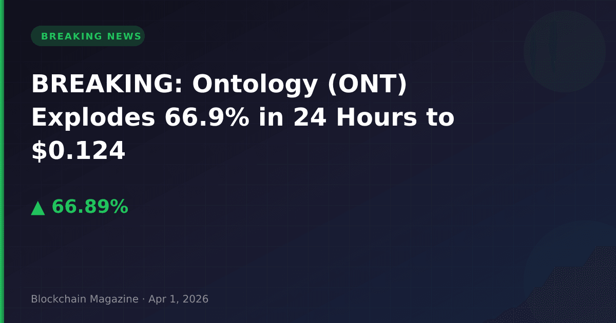 Breaking: ontology (ont) explodes 66. 9% in 24 hours to $0. 124