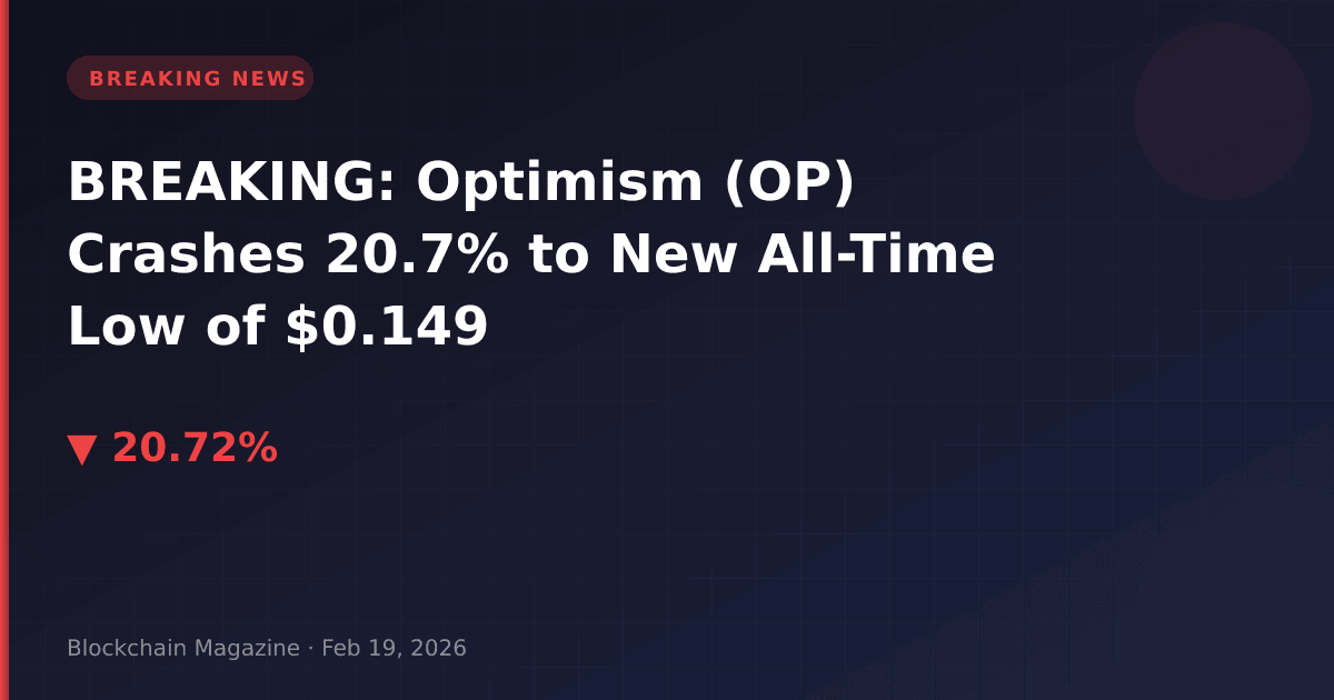 Breaking: optimism (op) crashes 20. 7% to new all-time low of $0. 149