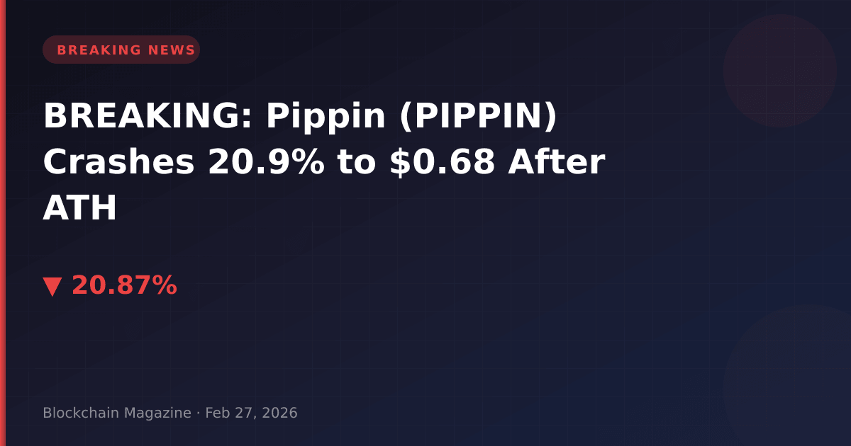 Breaking: pippin (pippin) crashes 20. 9% to $0. 68 after ath