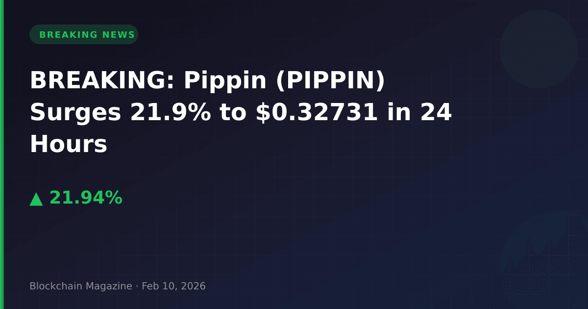 Breaking: pippin (pippin) surges 21. 9% to $0. 32731 in 24 hours