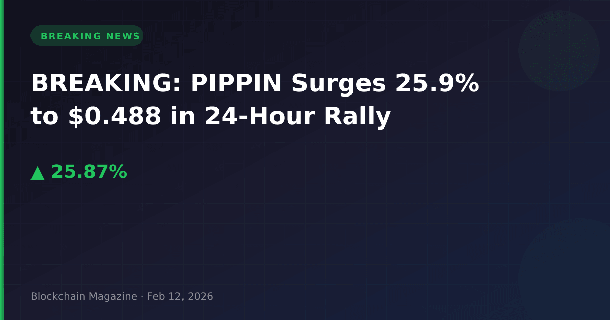 Breaking: pippin surges 25. 9% to $0. 488 in 24-hour rally