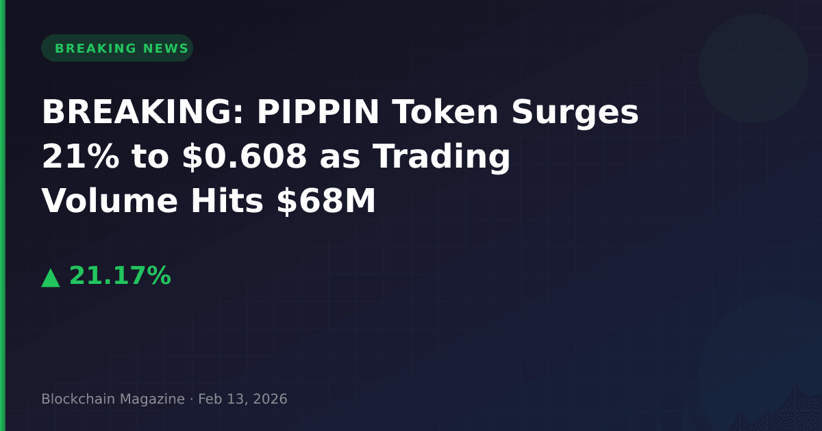 Breaking: pippin token surges 21% to $0. 608 as trading volume hits $68m