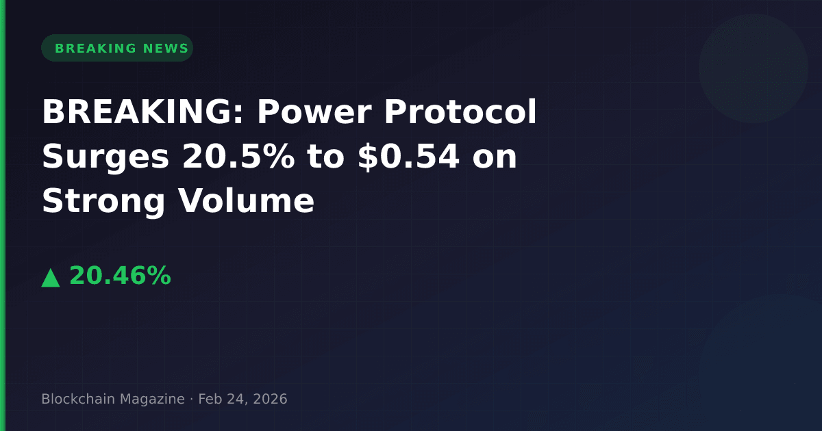 Breaking: power protocol surges 20. 5% to $0. 54 on strong volume