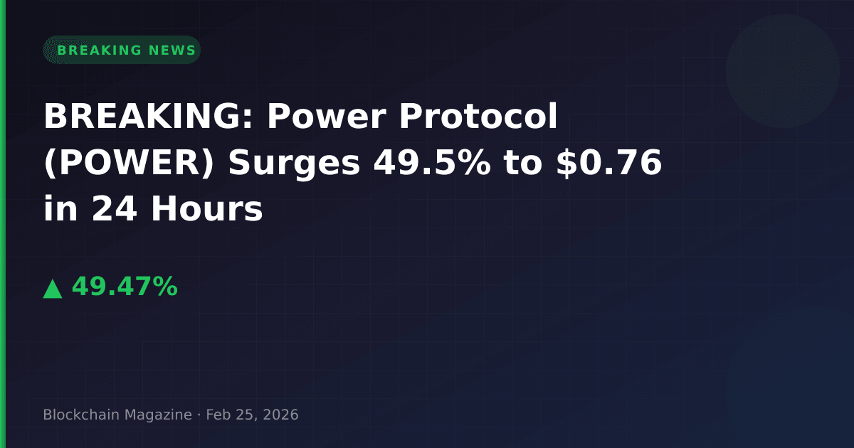 Breaking: power protocol (power) surges 49. 5% to $0. 76 in 24 hours