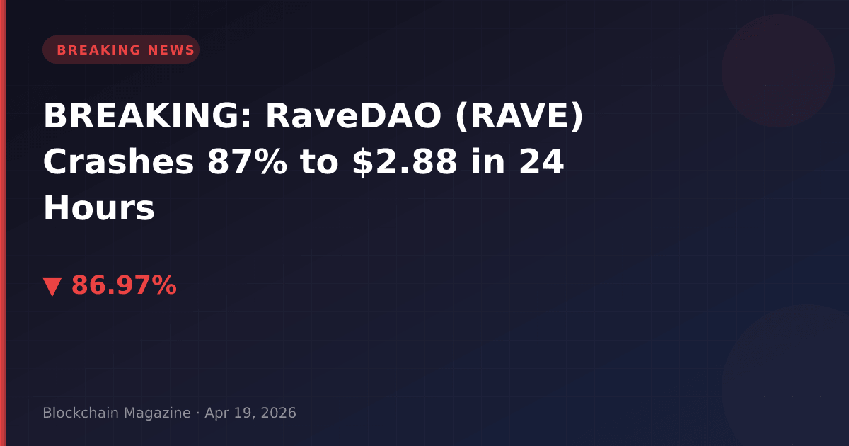 Breaking: ravedao (rave) crashes 87% to $2. 88 in 24 hours