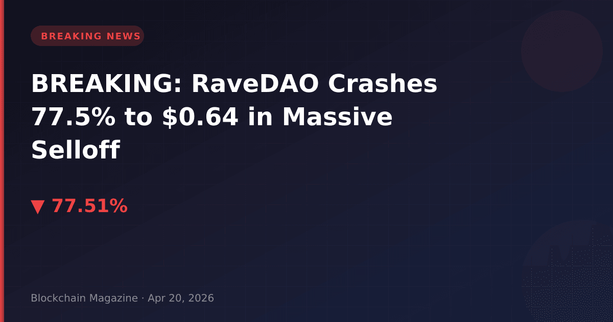 Breaking: ravedao crashes 77. 5% to $0. 64 in massive selloff