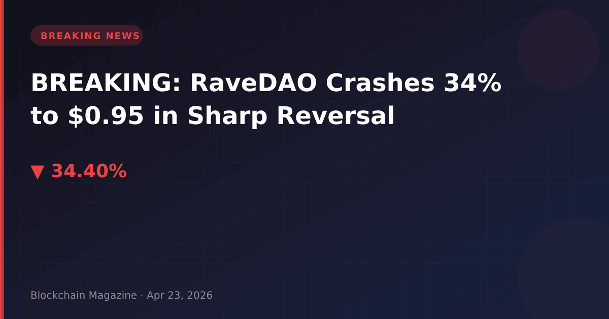 Breaking: Ravedao Crashes 34% To $0.95 In Sharp Reversal 6 Breaking: ravedao crashes 34% to $0. 95 in sharp reversal