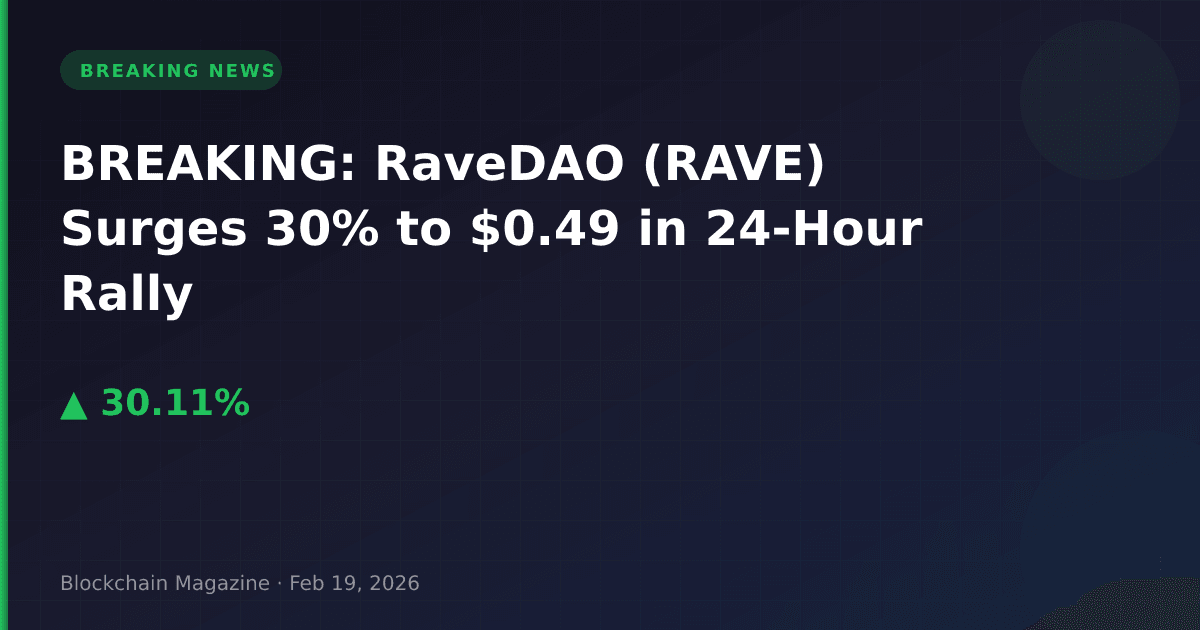 Breaking: ravedao (rave) surges 30% to $0. 49 in 24-hour rally