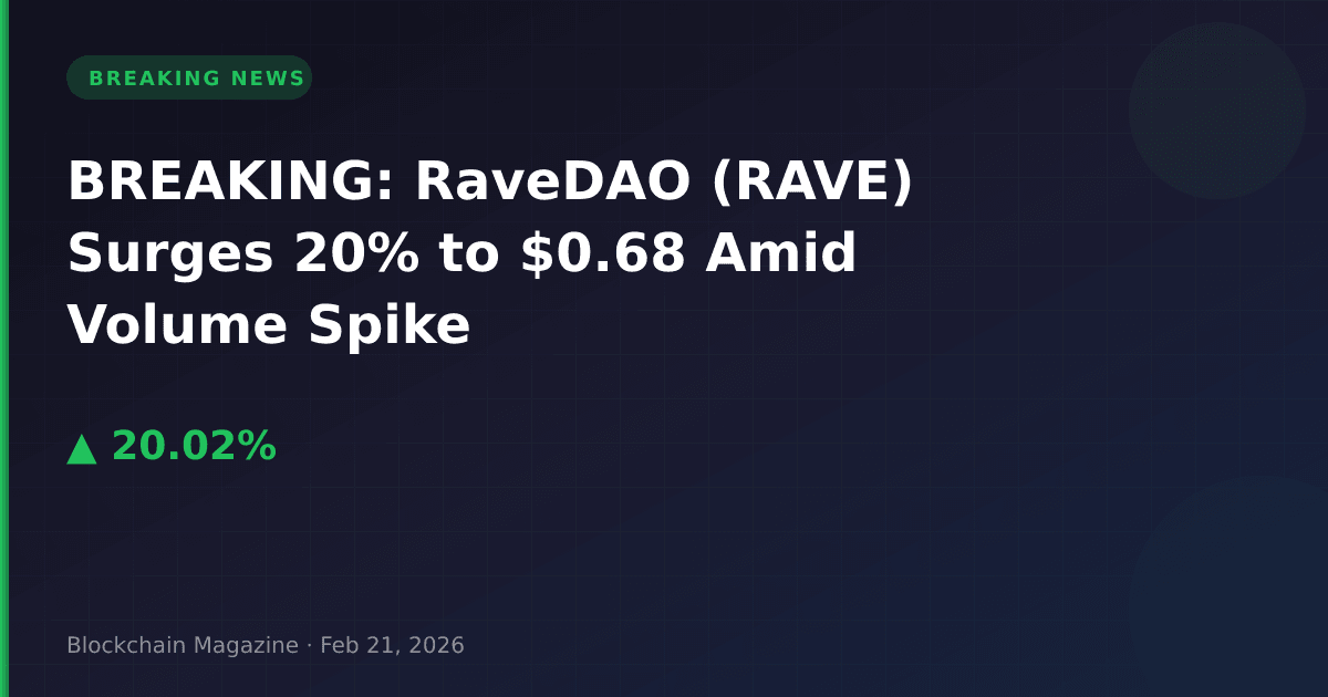Breaking: ravedao (rave) surges 20% to $0. 68 amid volume spike