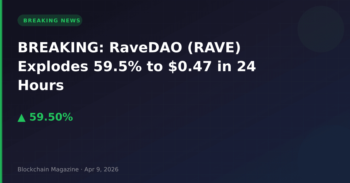 Breaking: ravedao (rave) explodes 59. 5% to $0. 47 in 24 hours