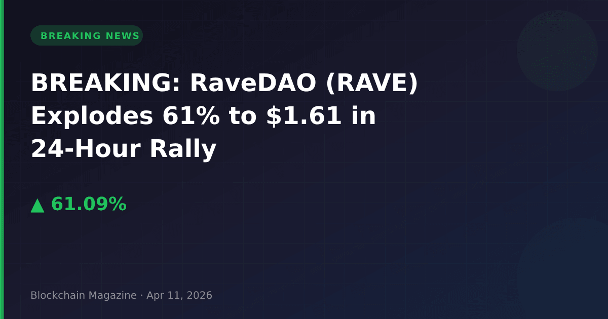 Breaking: ravedao (rave) explodes 61% to $1. 61 in 24-hour rally