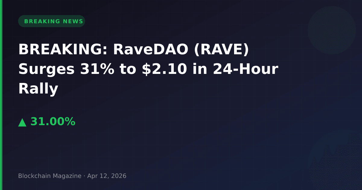 Breaking: ravedao (rave) surges 31% to $2. 10 in 24-hour rally