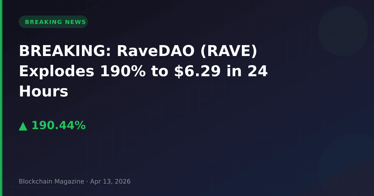 Breaking: ravedao (rave) explodes 190% to $6. 29 in 24 hours