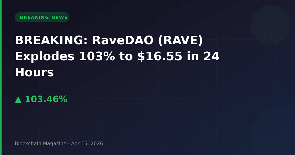 Breaking: ravedao (rave) explodes 103% to $16. 55 in 24 hours