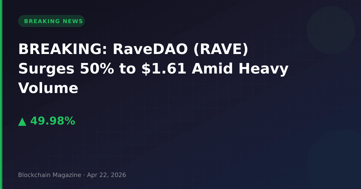 Breaking: ravedao (rave) surges 50% to $1. 61 amid heavy volume