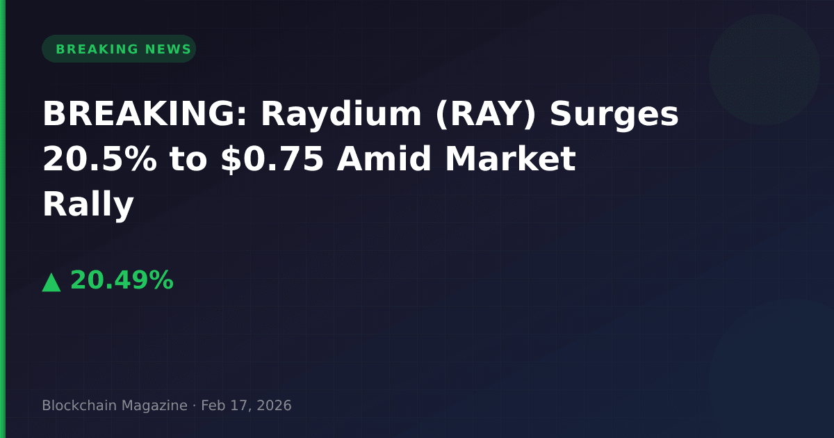 Breaking: raydium (ray) surges 20. 5% to $0. 75 amid market rally