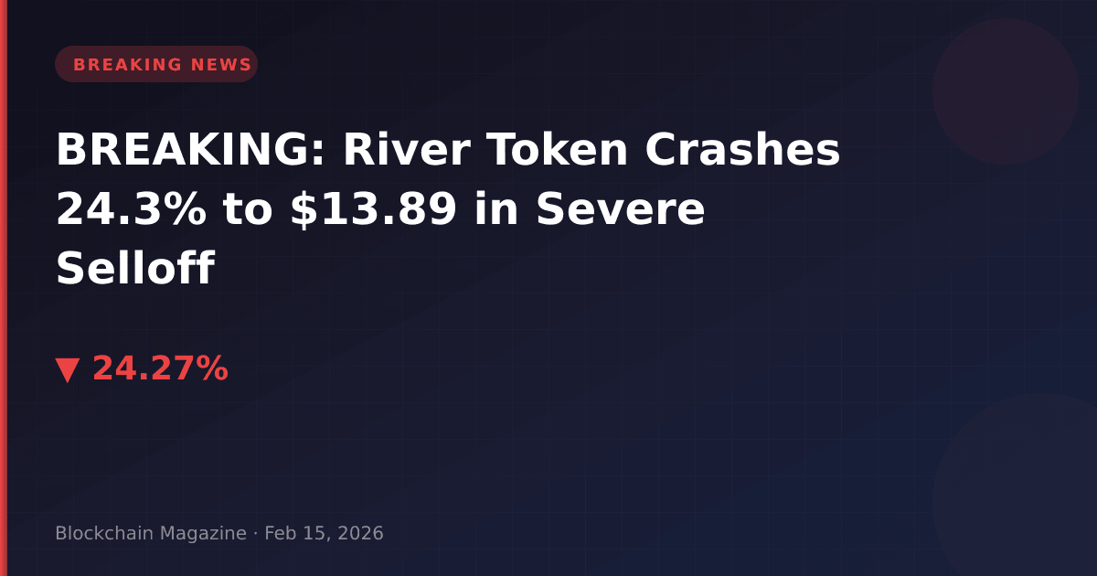 Breaking: river token crashes 24. 3% to $13. 89 in severe selloff