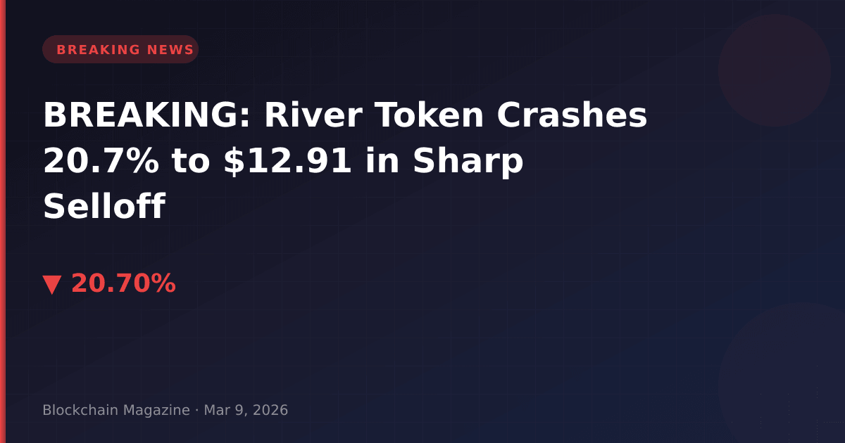 Breaking: river token crashes 20. 7% to $12. 91 in sharp selloff