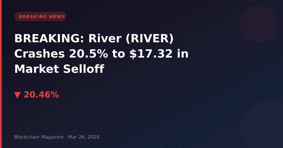 Breaking: river (river) crashes 20. 5% to $17. 32 in market selloff