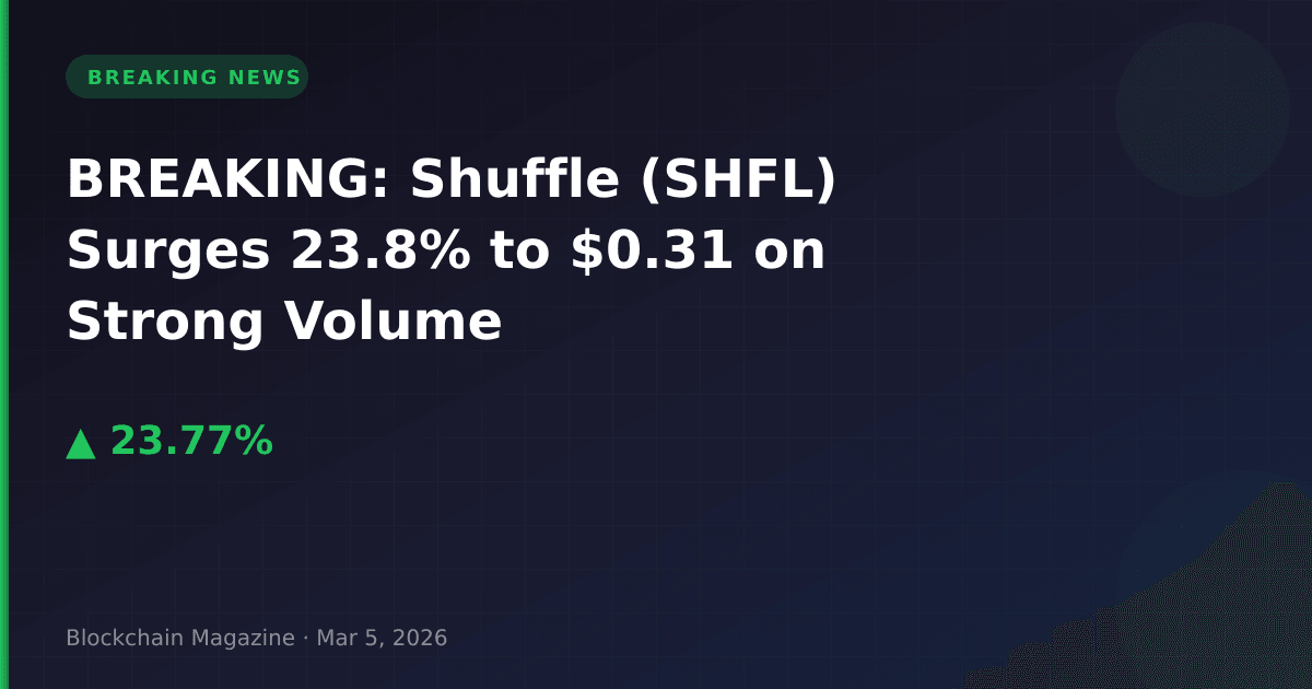Breaking: shuffle (shfl) surges 23. 8% to $0. 31 on strong volume