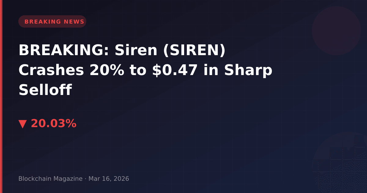 Breaking: siren (siren) crashes 20% to $0. 47 in sharp selloff