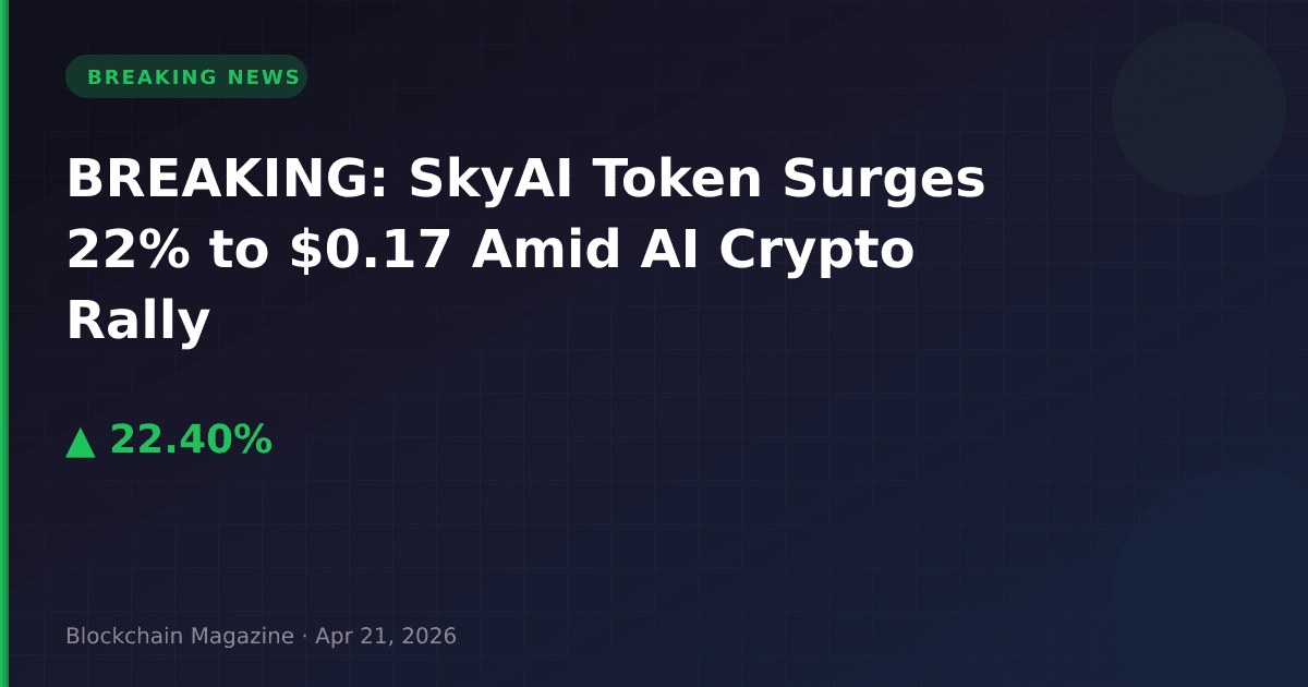 Breaking: skyai token surges 22% to $0. 17 amid ai crypto rally
