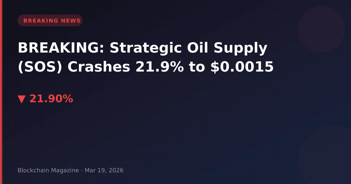 Breaking: strategic oil supply (sos) crashes 21. 9% to $0. 0015