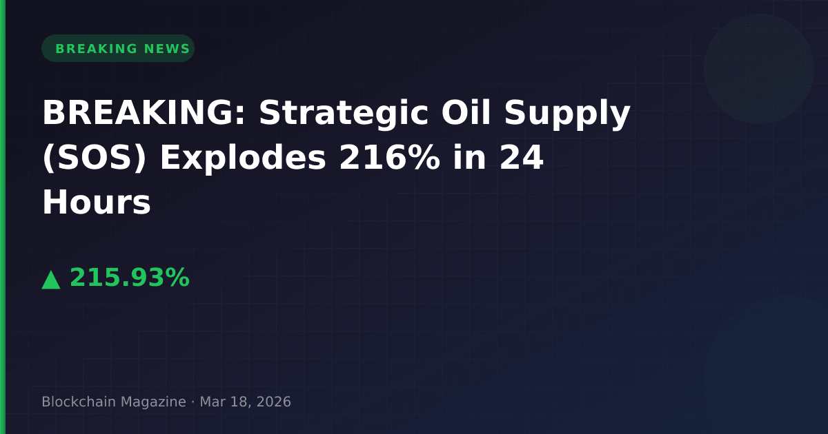 Breaking: strategic oil supply (sos) explodes 216% in 24 hours
