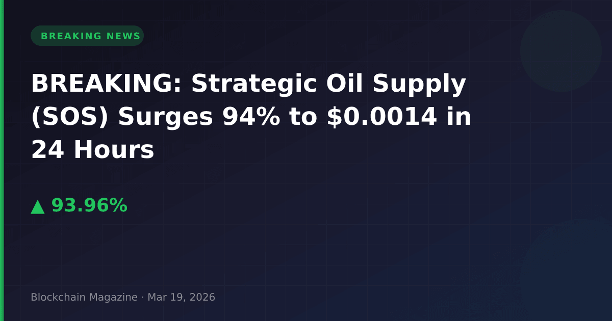 Breaking: strategic oil supply (sos) surges 94% to $0. 0014 in 24 hours