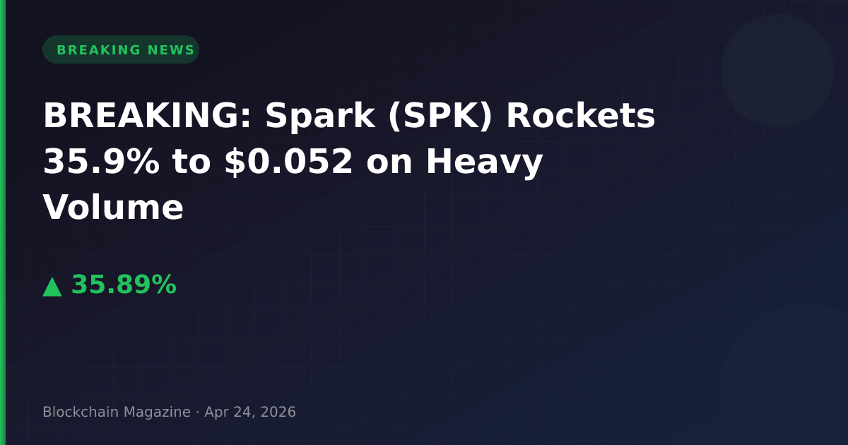 Breaking: spark (spk) rockets 35. 9% to $0. 052 on heavy volume