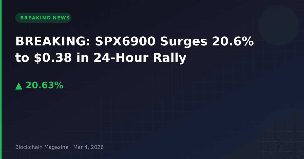 Breaking: spx6900 surges 20. 6% to $0. 38 in 24-hour rally