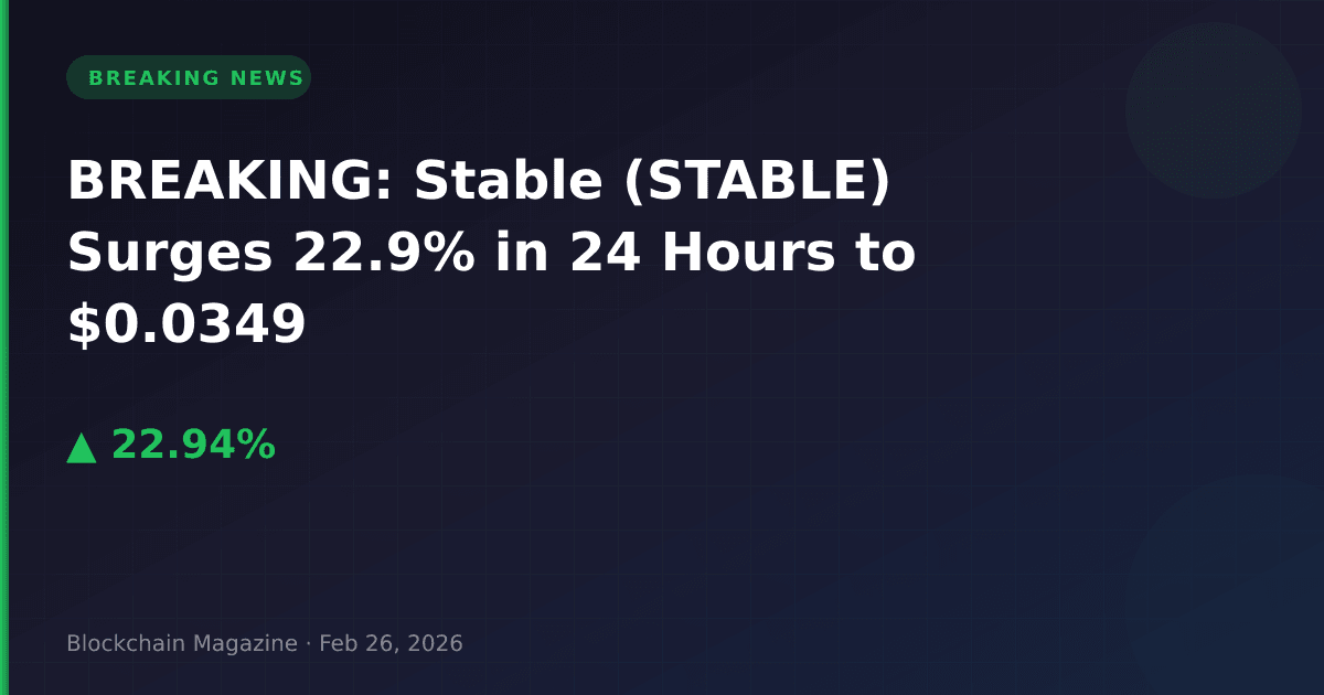 Breaking: stable (stable) surges 22. 9% in 24 hours to $0. 0349