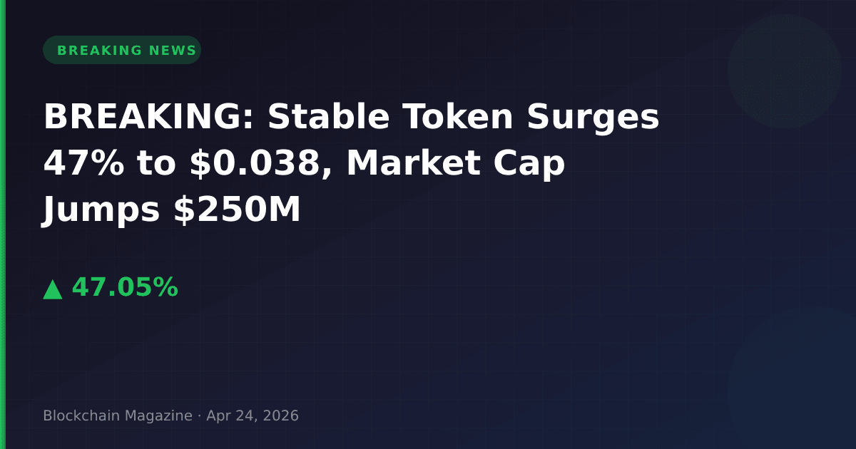 Breaking: stable token surges 47% to $0. 038, market cap jumps $250m