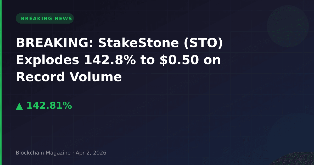 Breaking: Stakestone (Sto) Explodes 142.8% To $0.50 On Record Volume 6 Breaking: stakestone (sto) explodes 142. 8% to $0. 50 on record volume