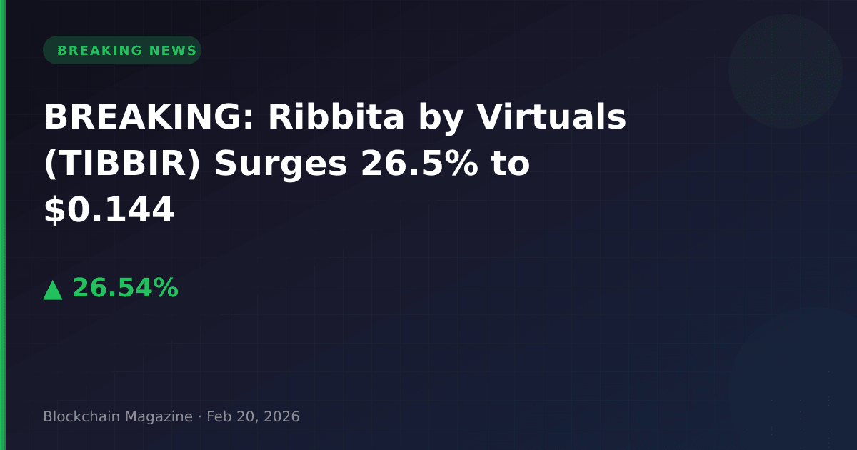 Breaking: ribbita by virtuals (tibbir) surges 26. 5% to $0. 144