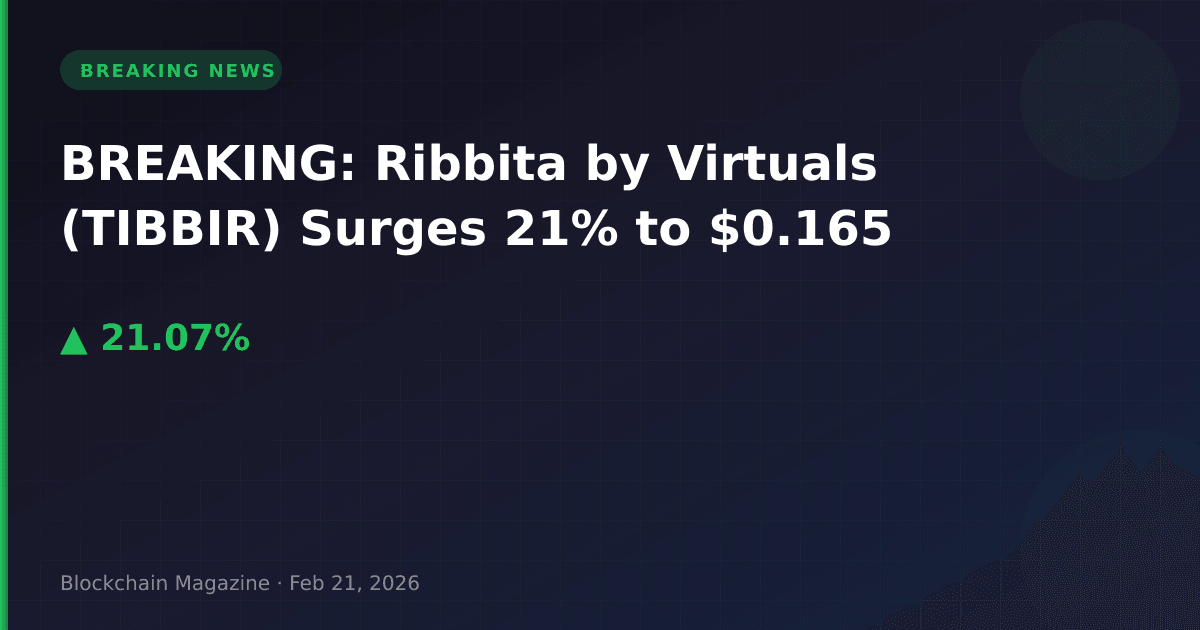 Breaking: ribbita by virtuals (tibbir) surges 21% to $0. 165