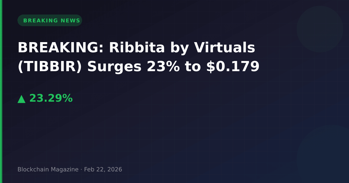 Breaking: ribbita by virtuals (tibbir) surges 23% to $0. 179