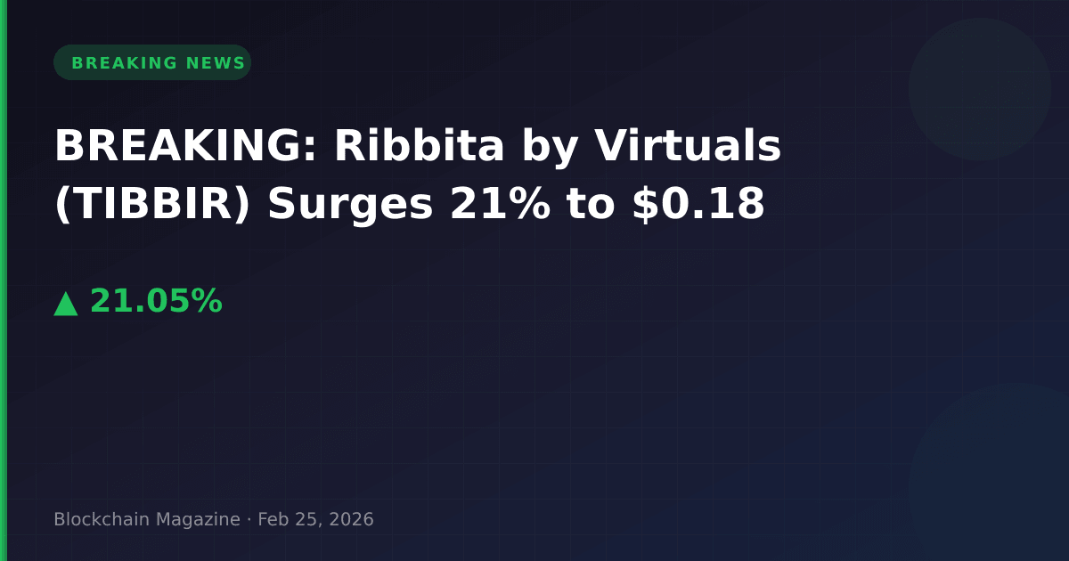 Breaking: ribbita by virtuals (tibbir) surges 21% to $0. 18