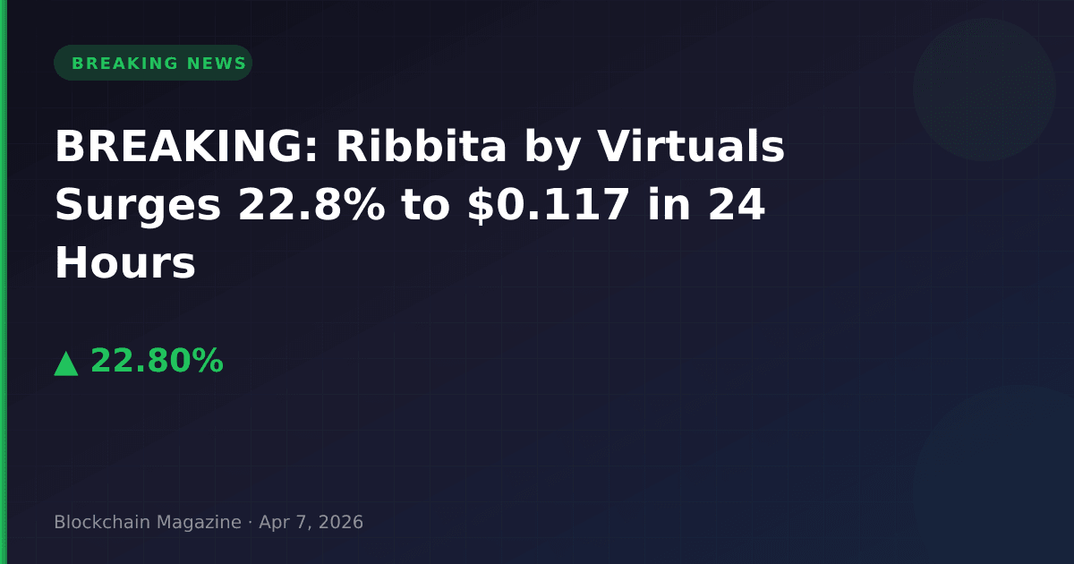 Breaking: ribbita by virtuals surges 22. 8% to $0. 117 in 24 hours
